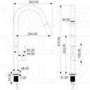 Grifo cocina alto extraíble monomando cromado – Serie Eufrates