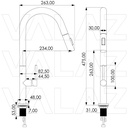 Grifo cocina alto extraíble monomando acero cepillado – Serie Éufrates