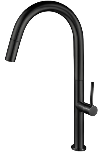 Grifo cocina alto extraíble monomando negro mate – Serie Eufrates