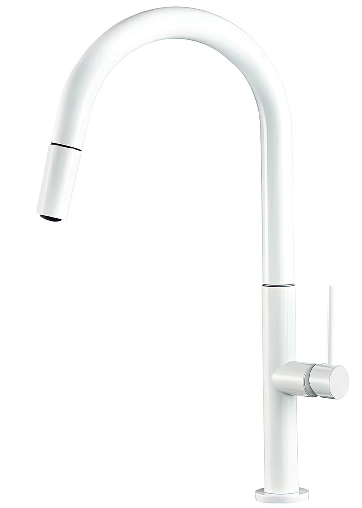 Grifo cocina alto extraíble monomando blanco – Serie Eufrates