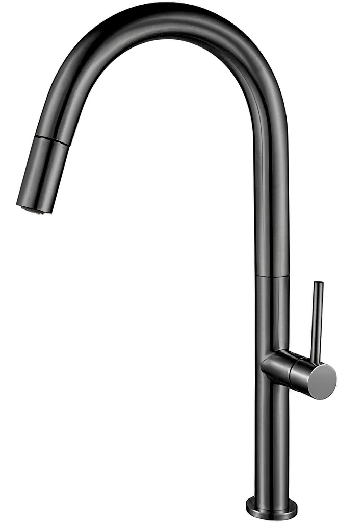 Grifo cocina alto extraíble monomando Gun metal – Serie Éufrates