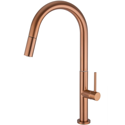 Grifo cocina alto extraíble monomando oro rosa cepillado – Serie Eufrates