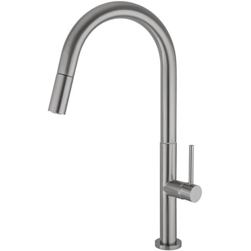 [EU001-AC] Grifo cocina alto extraíble monomando acero cepillado – Serie Éufrates