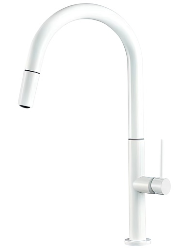 [EU001-BL] Grifo cocina alto extraíble monomando blanco – Serie Eufrates