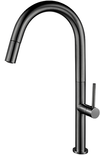 [EU001-GM] Grifo cocina alto extraíble monomando Gun metal – Serie Éufrates